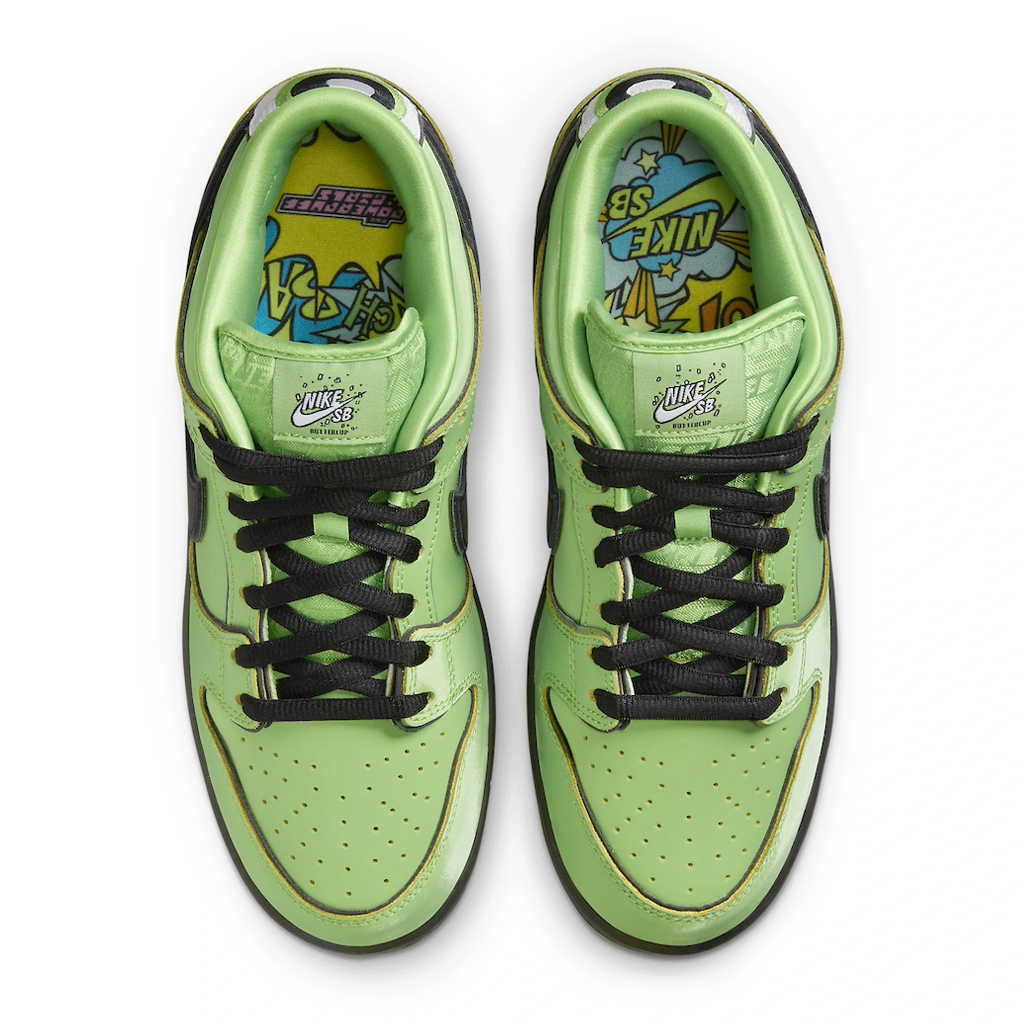 Top view of The Powerpuff Girls x Nike SB Dunk Low Buttercup FZ8319-300